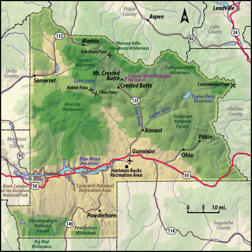 Map of Gunnison, Colorado